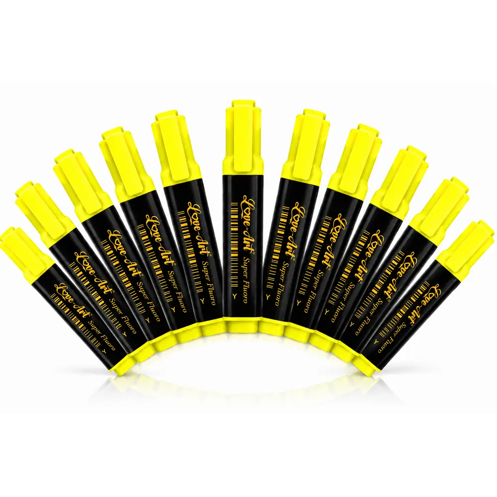 yellow-highlighter Yellow fluorescent highlighter marker from Love-Art Hi-Li Super Fluoro collection for clean and bright highlighting